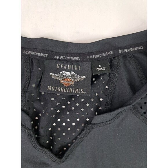 Harley-Davidson Womens Short Sleeve Henley Mesh Back Knit Black 96824-19VW Small - Picture 5 of 5
